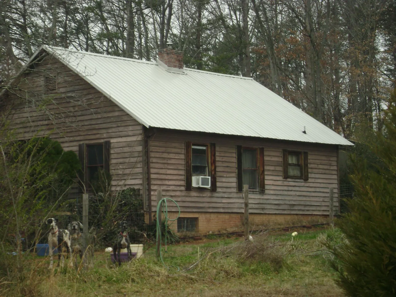 White metal roof on an old wood sided farmhouse, from a Asphalt Shingle Roof Repair job in Magnolia